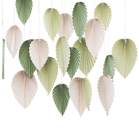 Ginger Ray Palmbladeren backdrop Groen en Creme | 25 stuks