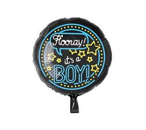 Paper Dreams Helium ballon Hooray it's a Boy Neon | 46cm Paper Dreams Helium ballon Hooray it's a Boy Neon | 46cm