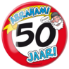 Paper Dreams Button XL 50 jaar Abraham Verkeersbord | per stuk Paper Dreams Button XL 50 jaar Abraham Verkeersbord | per stuk