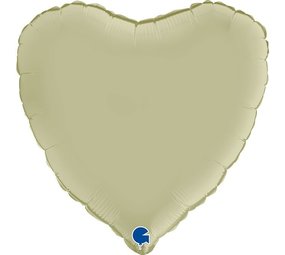 Grabo Olijfgroene satin hart helium ballon  | 46 cm Grabo Olijfgroene satin hart helium ballon  | 46 cm