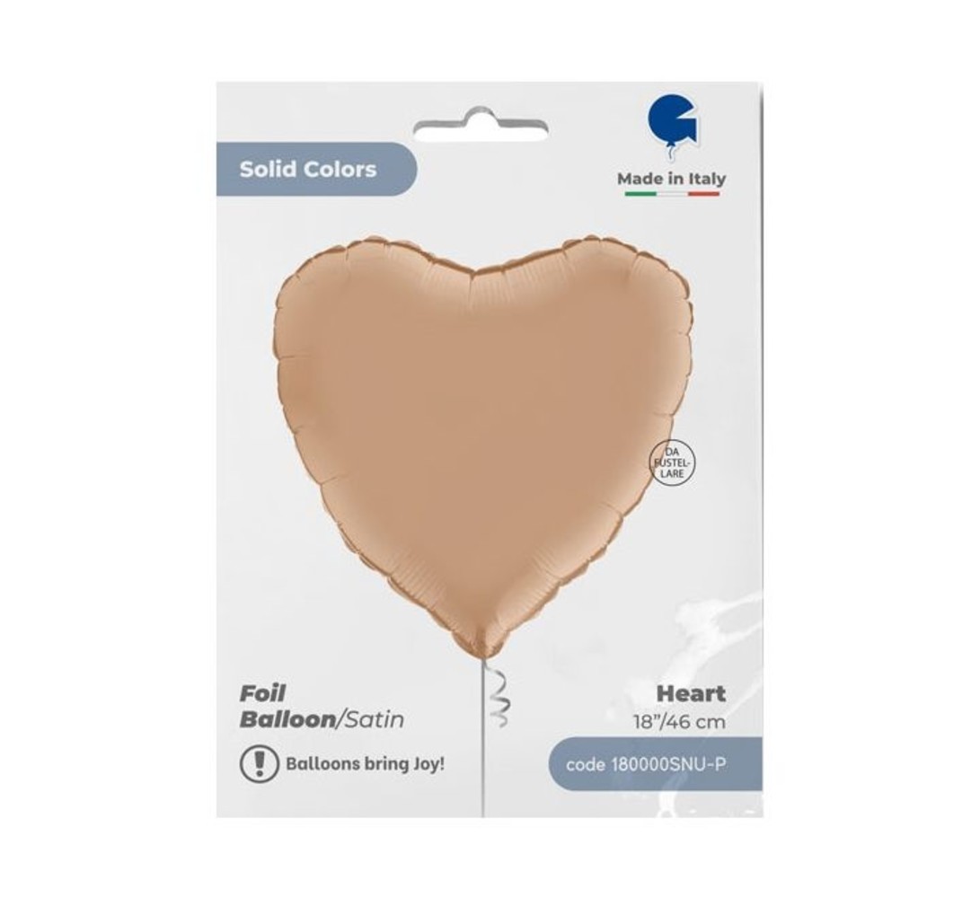 Grabo Nude satin heart helium balloon | 46 cm