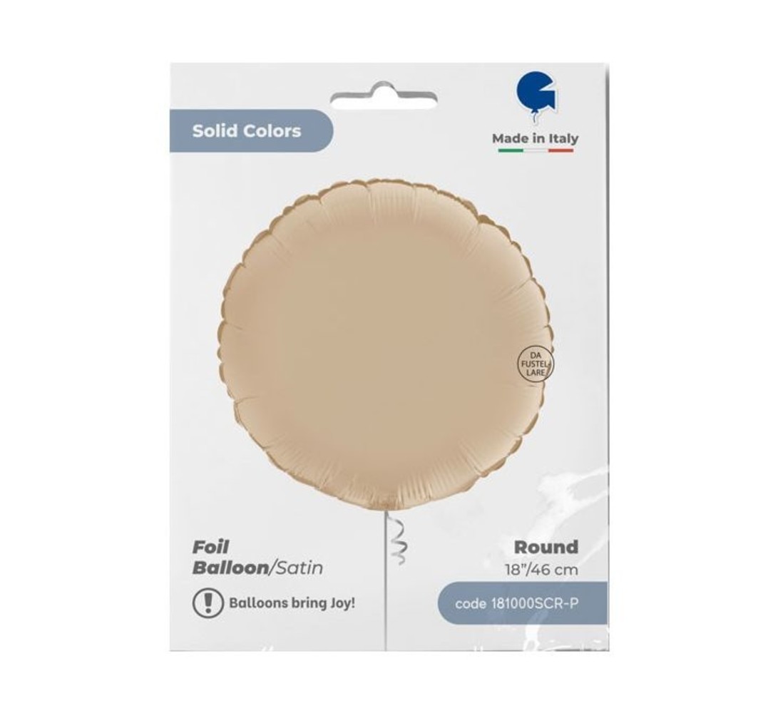 Grabo Ballon rond en satin crème gonflé à l'hélium | 46 cm