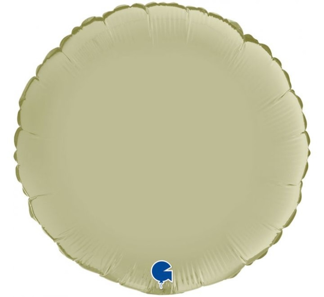 Grabo Ballon rond en satin vert olive gonflé à l'hélium | 46 cm