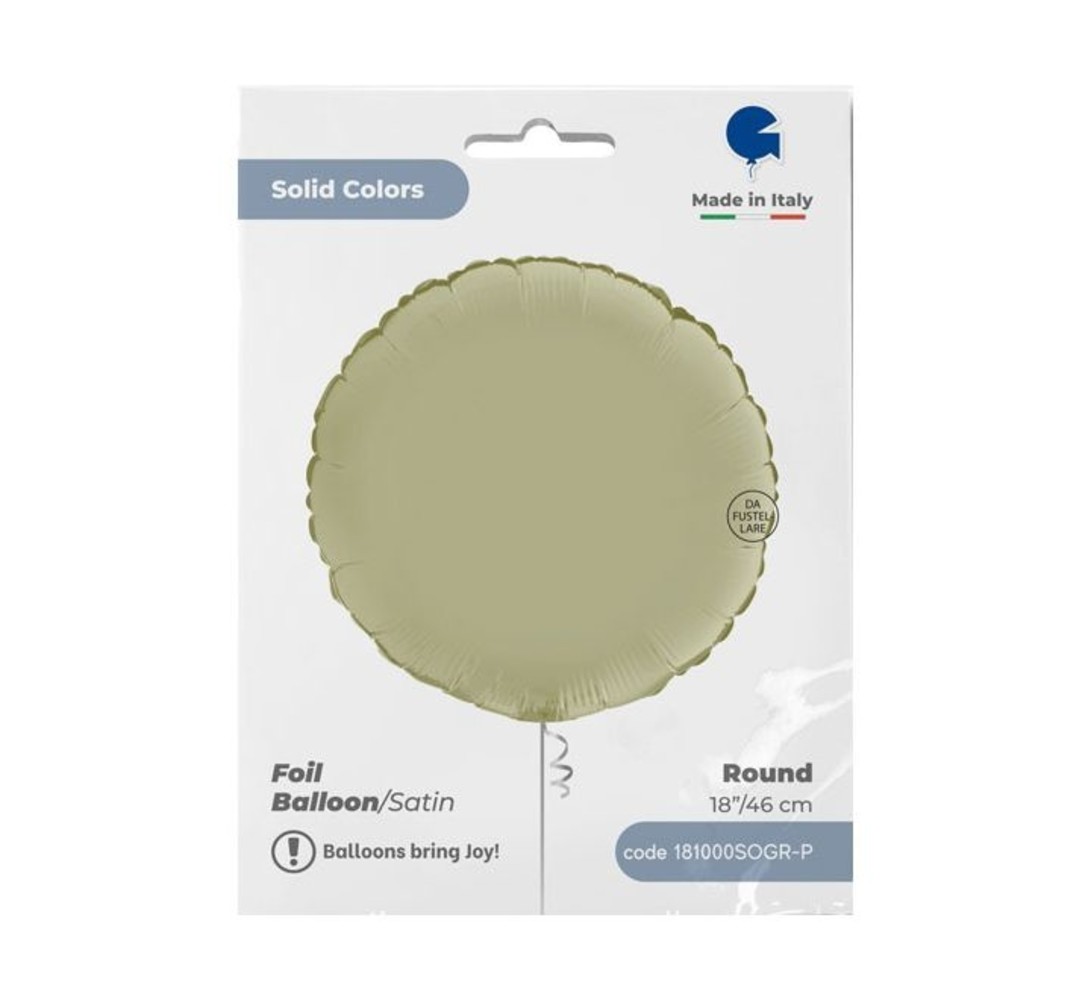 Grabo Runder, olivgrüner Satin-Heliumballon | 46 cm