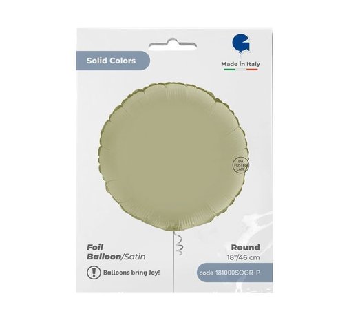 Grabo Ballon rond en satin vert olive gonflé à l'hélium | 46 cm