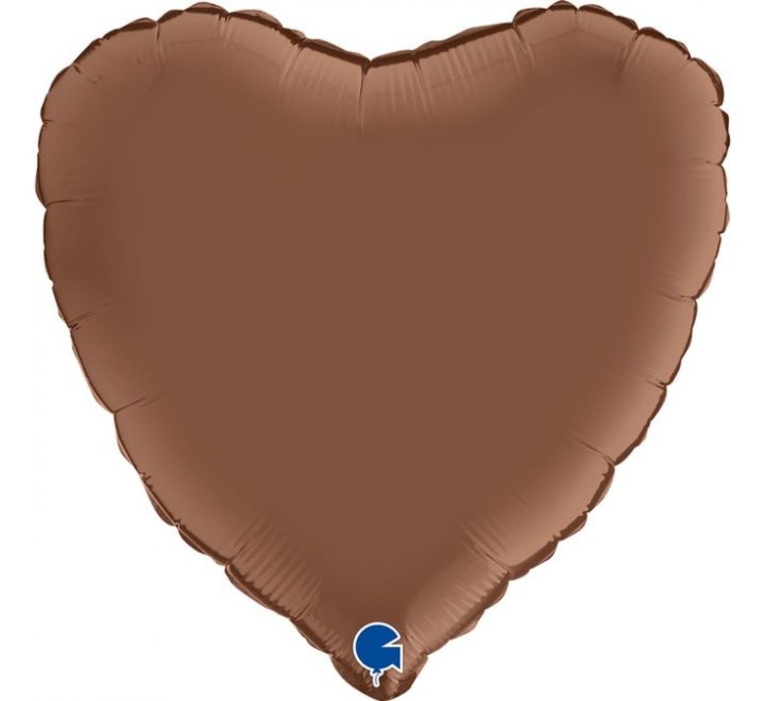 Grabo Bruine satin hart helium ballon  | 46 cm Grabo Bruine satin hart helium ballon  | 46 cm