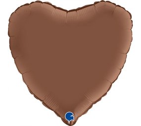 Grabo Ballon gonflé à l'hélium en forme de cœur en satin marron | 46 cm