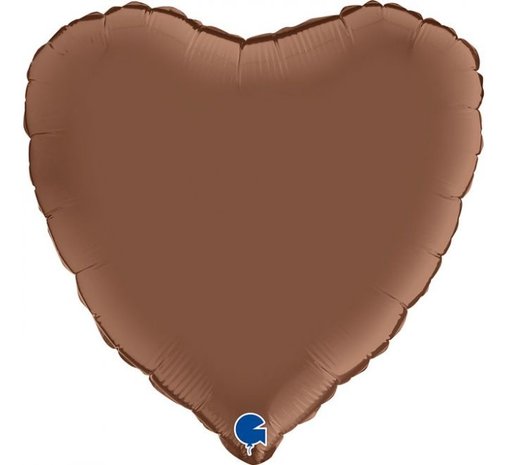 Grabo Bruine satin hart helium ballon  | 46 cm Grabo Bruine satin hart helium ballon  | 46 cm