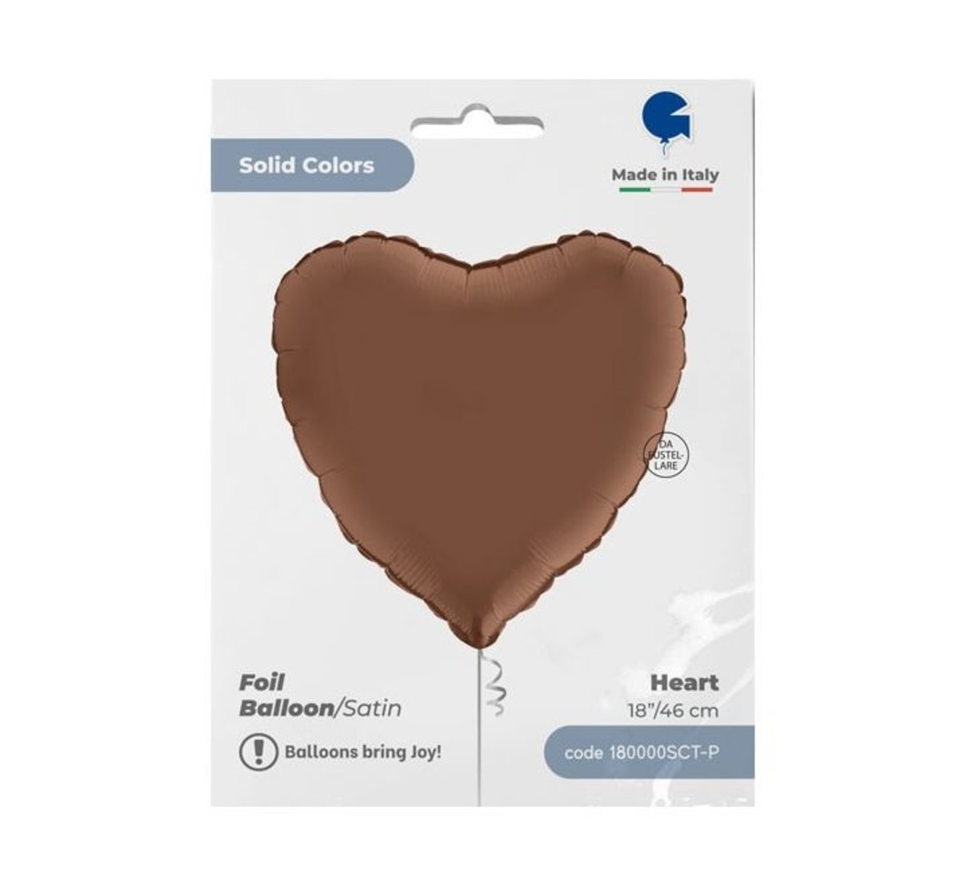 Grabo Ballon gonflé à l'hélium en forme de cœur en satin marron | 46 cm