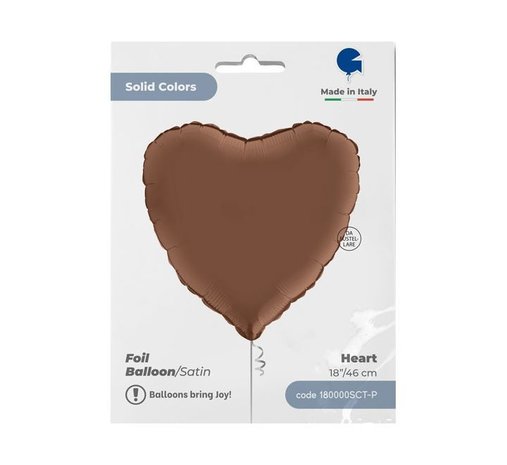 Grabo Bruine satin hart helium ballon  | 46 cm Grabo Bruine satin hart helium ballon  | 46 cm