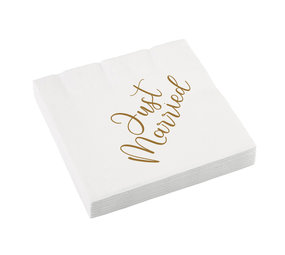 Unique Party Serviettes « Just Married » 33 x 33 cm | 16 pièces