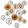 Ginger Ray Fächer-Dekorationsset, gold-weiß | 15-teilig