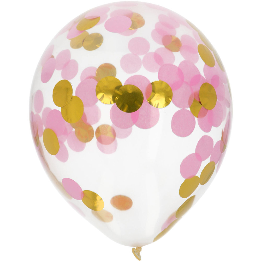 Folat Goldene und rosa Konfetti-Ballons, 30 cm | 4 Stück