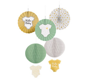 Amscan Hello Baby Honeycomb | 5 stuks Amscan Hello Baby Honeycomb | 5 stuks