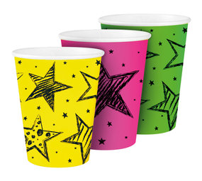 Folat Neon Party Bekers 250 ml | 6 stuks