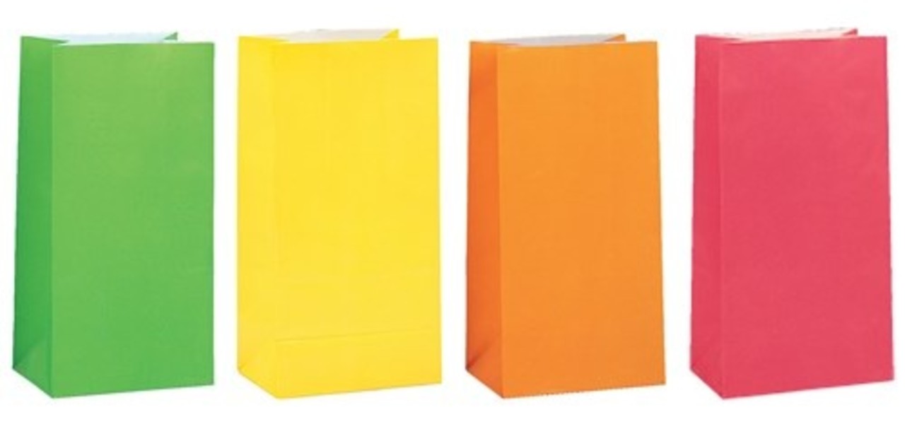 Unique Party Neon Paper Party Bags | 10 pieces
