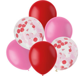 Folat Assortiment de ballons rouges et roses de 30 cm | 6 pièces