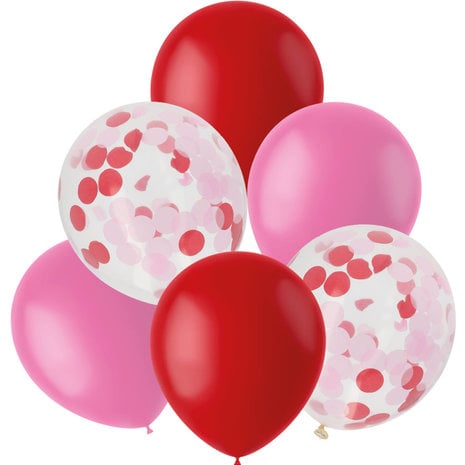 Gevaar Meter Bourgeon Ballonnen Mix Rood en Roze 30cm | 6 stuks | Tuf-Tuf Nederland