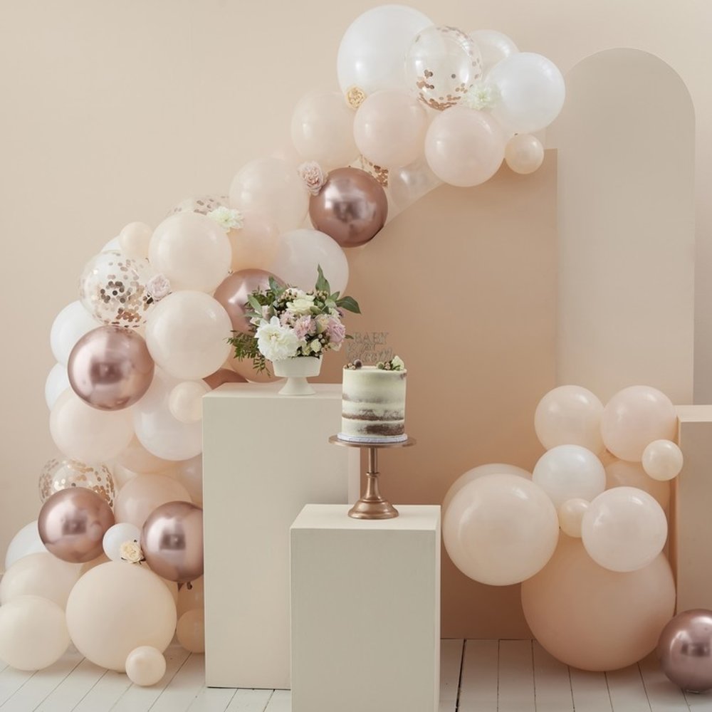 Ginger Ray Kit d'arche de ballons or rose, pêche, blanc | 70 ballons