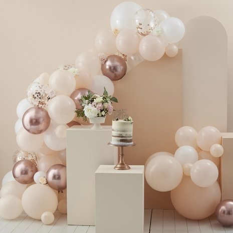 Ginger Ray Ballonbogen-Set in Roségold, Pfirsich und Weiß | 70 Ballons