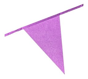 Paper Dreams Glitter flag garland hot pink cardboard 16x20cm | 6 meters