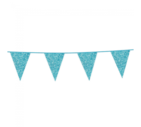 Paper Dreams Light Blue Glitter Flag Garland 16x20cm | 6 meters