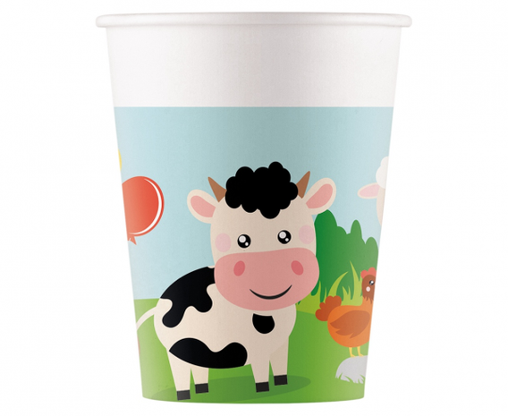 Procos Party Farm Animal Paper Cups | 8 pieces
