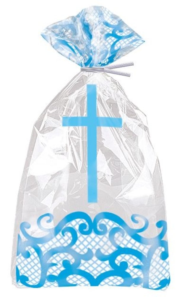 Unique Party Cello gift bags Communion blue cross | 20 pieces