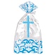 Unique Party Sachets cadeaux en cellophane, croix bleue de communion | 20 pièces