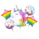 Godan Einhorn-Regenbogen-Folienballonstrauß | 5-teilig