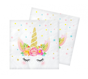Godan Baby Unicorn Servetten Goud 33x33cm | 20 stuks Godan Baby Unicorn Servetten Goud 33x33cm | 20 stuks