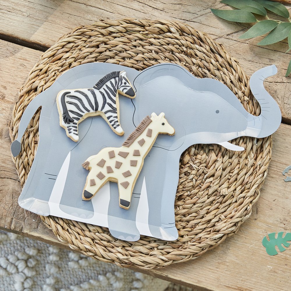 Ginger Ray „Let's go Wild“-Elefantenschilder 30 x 24,5 cm | 8 Stück