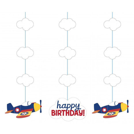 Folat Hangdecoratie Vliegtuig | 3 stuks Folat Hangdecoratie Vliegtuig | 3 stuks