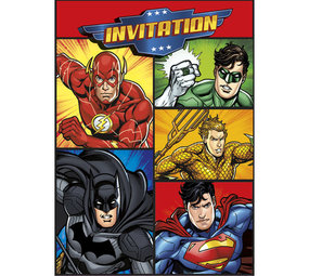 Unique Party Superhelden Justice League uitnodiging | 8 stuks