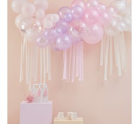 Ginger Ray Kit de guirlande de ballons pastel, nacrés et ivoire avec serpentins | à l'unité