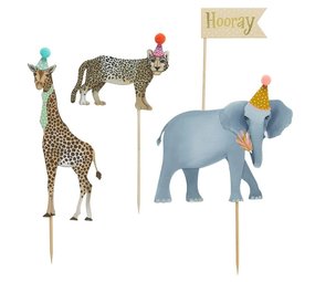 Hootyballoo Décoration de gâteau animaux de la jungle | 4 pièces