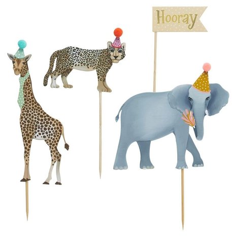 Hootyballoo Décoration de gâteau animaux de la jungle | 4 pièces