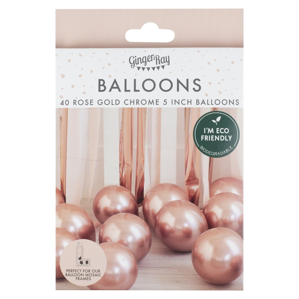 Ginger Ray 40 chromfarbene Ballons in Roségold | pro Set