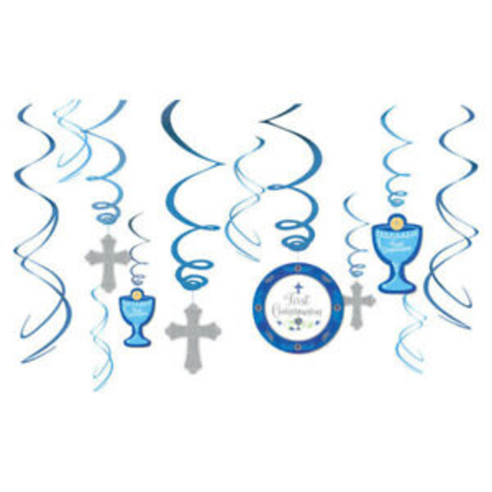 Amscan Swirls Communie blauw | 12 stuks Amscan Swirls Communie blauw | 12 stuks