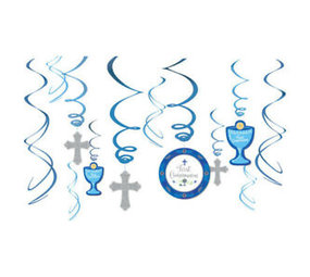 Amscan Swirls Communie blauw | 12 stuks Amscan Swirls Communie blauw | 12 stuks