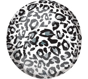 Amscan Orbz balloon white leopard print | 38 cm