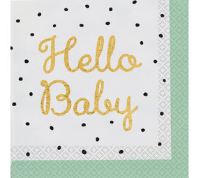 Amscan Hello Baby Servietten 33x33cm | 16 Stück