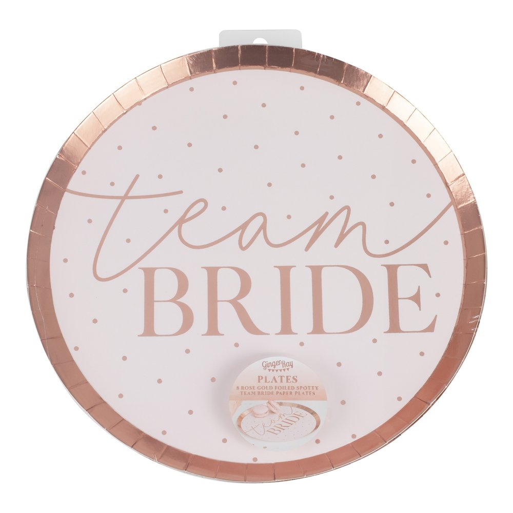 Ginger Ray Assiettes Team Bride Or Rose 25 cm | 8 pièces