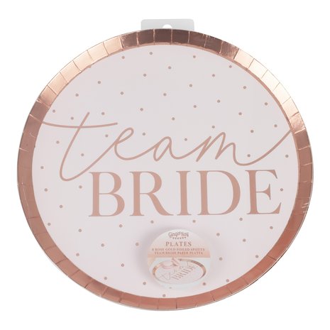 Ginger Ray Assiettes Team Bride Or Rose 25 cm | 8 pièces