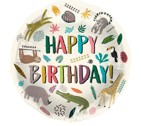 Folat Zoo Party Happy Birthday Foil Balloon 45cm | per piece