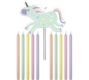 Folat Bougies pour gâteau Licorne et Arc-en-ciel 10 cm | 11 pièces