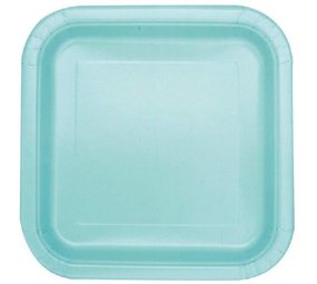 Unique Party Mint Green Square Plates 17x17cm | 16 pieces
