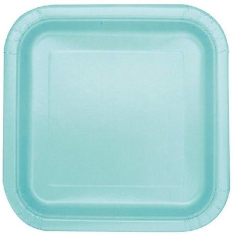 Unique Party Mint Groene Borden Vierkant 17x17cm | 16 stuks Unique Party Mint Groene Borden Vierkant 17x17cm | 16 stuks