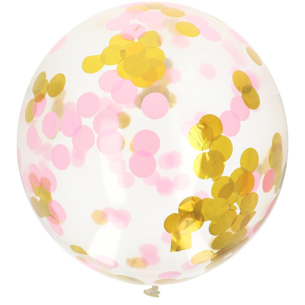 Folat Confetti balloon XL gold and pink 61cm | per piece