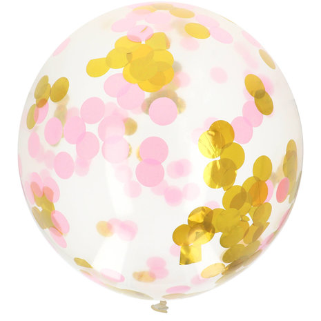 Folat Confetti balloon XL gold and pink 61cm | per piece